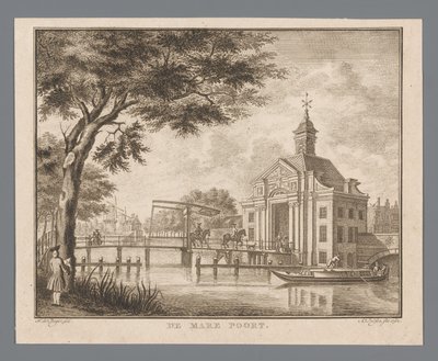 Utsikt over Marepoort i Leiden The Mare Poort (tittel på objekt) av Abraham Delfos