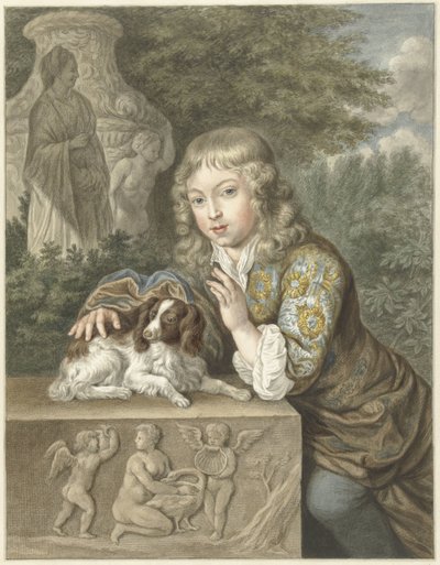 Gutt med hund av Abraham Delfos