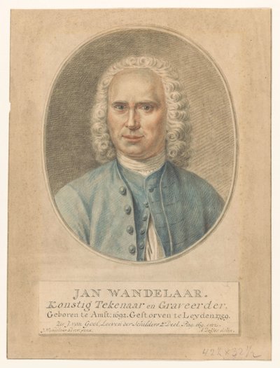 Portrett av Jan Wandelaar John Walker. Konstig tegner og gravør (tittel på objekt) av Abraham Delfos