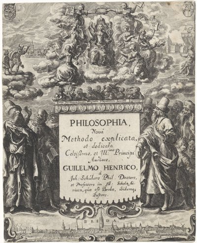Allegori av filosofi Tittelside for: Schuler, Johannes. Philosophi (...), 1663 av Abraham Dircksz. Santvoort
