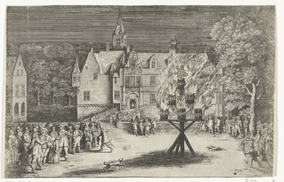 Bål ved besøket til prinsesse Maria Henrietta med prins Willem III til Breda, 1653 av Abraham Dircksz. Santvoort