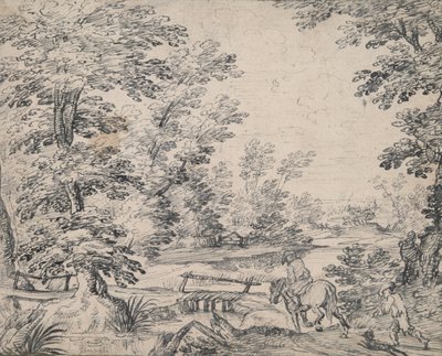 Landskap med mann til hest av Abraham Genoels