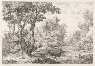 Landskap med elv av Abraham Genoels
