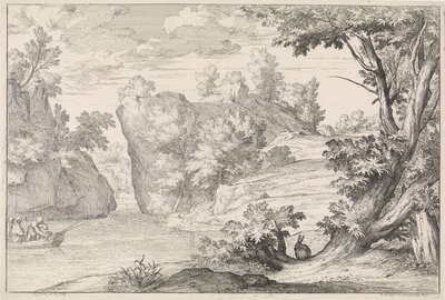 Elvelandskap med en hare av Abraham Genoels