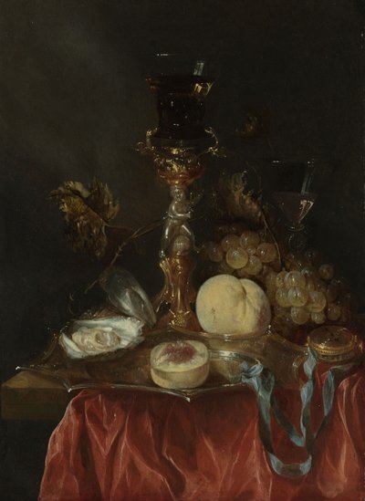 Stilleben med forgylt glassholder, ca. 1654–1660 (olje på panel) av Abraham Hendricksz van Beyeren