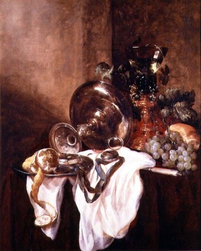 Stilleben med en frukt og en sølvbeger (olje på panel) av Abraham Hendricksz van Beyeren