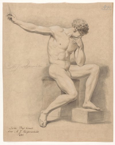 Sittende mann naken, sett forfra (3. premie 1805) av Abraham Johannes Ruytenschildt