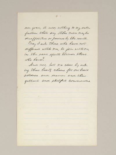 Autografmanuskript av Lincolns valgseierstale som president, levert i Washington D.C., fra vinduet i Det hvite hus om kvelden 10. november av Abraham Lincoln