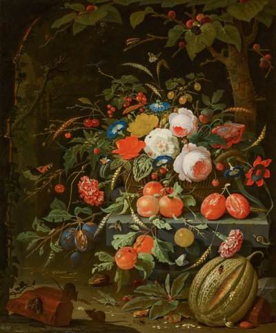 Blomster og frukt av Abraham Mignon