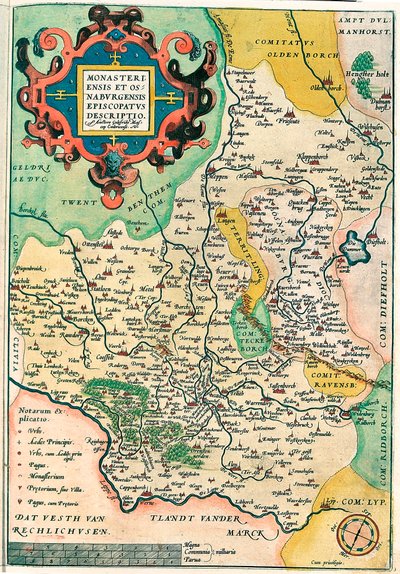 Øst-Frankrike: Monasteriensis og Osnaburgensis bispedømme Beskrivelse Geografisk kart over Franken i Tyskland fra "Theatrum of the World" av Abraham Ortelius (Oertel, Ortell eller Ortel av Abraham Ortelius