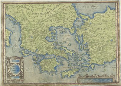 Hellas kart Graecia, Sophiani (tittel på objekt) av Abraham Ortelius