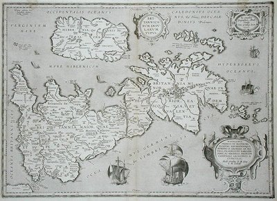 Kart over Storbritannia og Irland av Abraham Ortelius