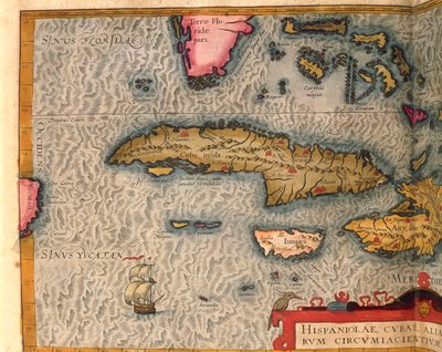 Kart over Cuba og Jamaica, fra Theatrum Orbis Terrarum av Abraham Ortelius, trykt i Antwerpen av Abraham Ortelius