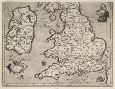 Kart over England, Wales og Irland, Theatrvm Orbis Terrarvm Av Abraham Ortelius av Abraham Ortelius