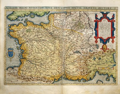Kart over Frankrike, fra Theatrum Orbis Terrarum av Abraham Ortelius av Abraham Ortelius