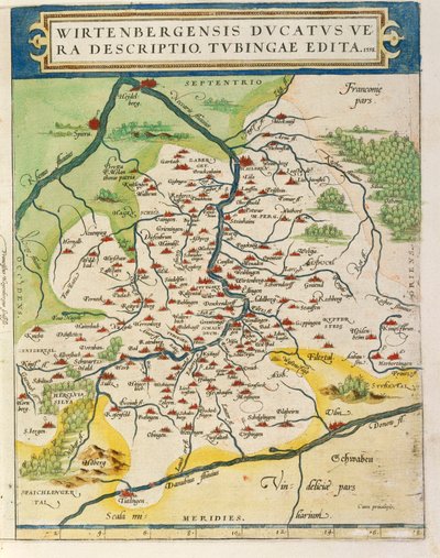 Kart over Württemberg, fra Theatrum Orbis Terrarum av Abraham Ortelius av Abraham Ortelius