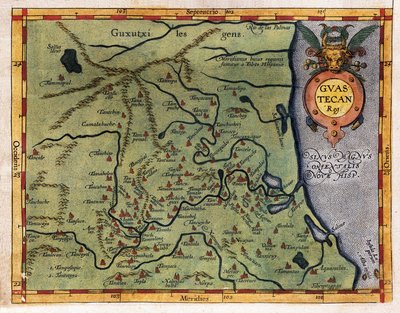 Kart over Mexicogulfen (Guastecan), fra Hernando de Sotos ekspedisjon i 1570 (gravering) av Abraham Ortelius