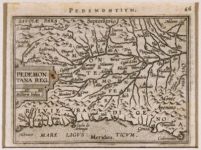 Regionene Piemonte og Vestliguria. Fra Theatrum Orbis Terrarum av Abraham Ortelius av Abraham Ortelius