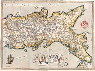 Den mest nøyaktige beskrivelsen av napolitanernes regjeringstid, i henhold til tradisjonen til de gamle og de moderne, av Pyrrhus Ligorius aukt. Geografikart over territoriet til kongeriket Napoli i Italia fra "Theatrum Orbis Terrarum" av Abraham av Abraham Ortelius