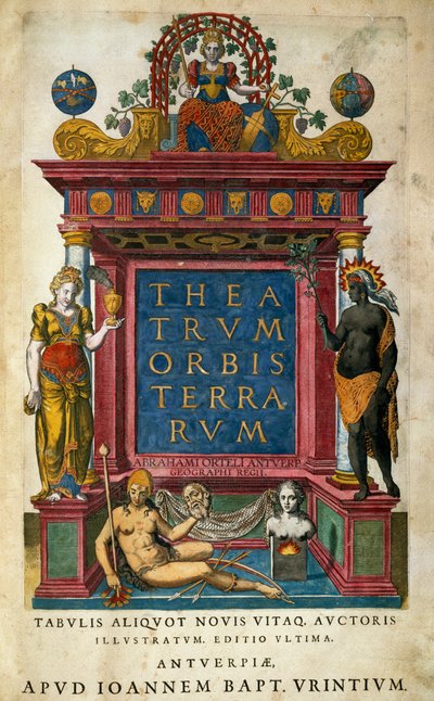 Theatrum Orbis Terrarum, av Abraham Ortelius (1527-1598), tittelside, Antwerpen av Abraham Ortelius