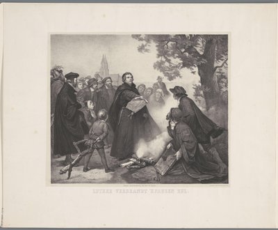 Luther brenner oksen Luther brenner pavens okse (tittel på objekt) av Abraham Pieter Felix
