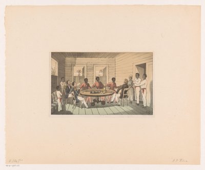 Surinamere og nederlendere drikker te av Abraham Pieter Felix