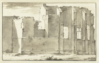 Utsikt over ruinene av koret til Grote Kerk i Zandvoort av Abraham Rademaker