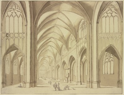 Interiør i Mariakirken i Utrecht av Abraham Rademaker