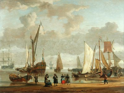 Kystscene (olje på panel) av Abraham Storck