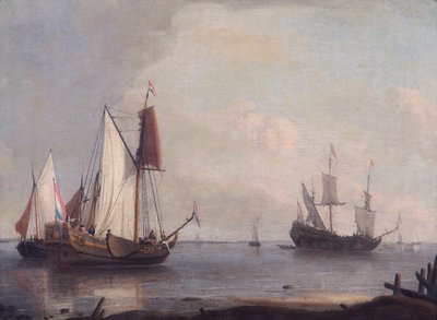 Dutch Shipping In A River (olje på lerret) av Abraham Storck