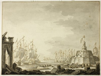 Malta, havnen i Valletta av Abraham Storck