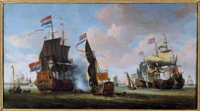 Marine: scene for sjøslag Maleri av Abraham Storck (1635-1710) Angers fra 1600-tallet, Museum of Fine Arts av Abraham Storck