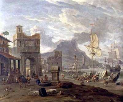 Havn med store og små skip av Abraham Storck