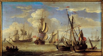 Skip og båter på havet Paintrue av Abraham Storck (1635-1710) (ec.holl.) 1600-tallet Søn. 0,22x0,41m. . av Abraham Storck