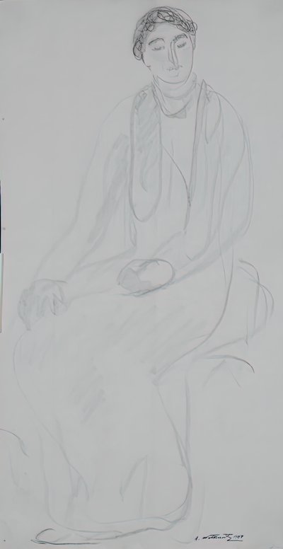 Sittende kvinne, 1907. av Abraham Walkowitz