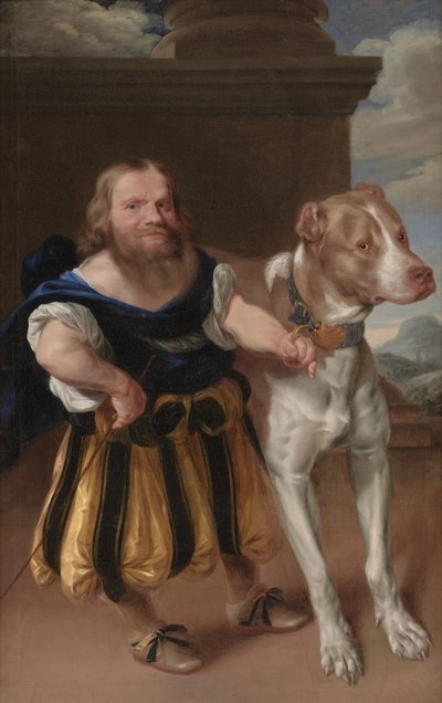 Kurfyrsten av Sachsens italienske dverg, Giacomo Favorchi med prinsesse Magdalene Sibylle Dog, Raro av Abraham Wuchters