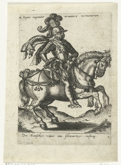 Tysk rytter i svart rustning av Abraham de Bruyn (attributed to)