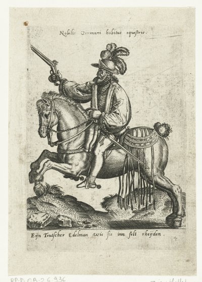 Tysk rytter med pistol av Abraham de Bruyn (attributed to)