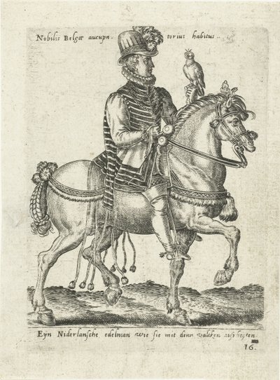 Nederlandsk adelsmann på hestefalkejakt av Abraham de Bruyn (attributed to)
