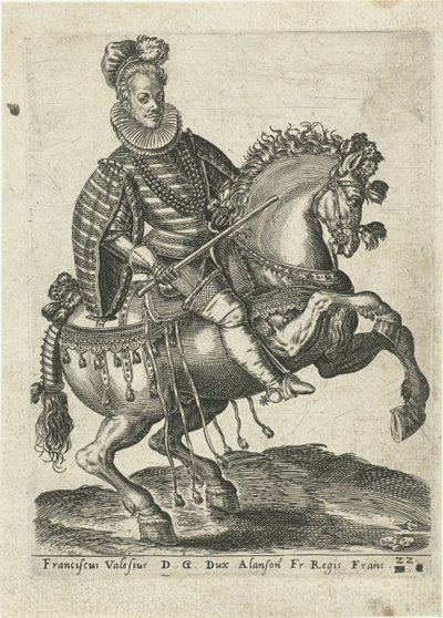 Portrett av François, hertugen av Anjou på hesteryggen av Abraham de Bruyn (attributed to)