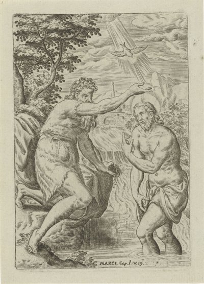 Kristi dåp Scener fra Bibelen (serietittel) Biblia sacra (serietittel) av Abraham de Bruyn
