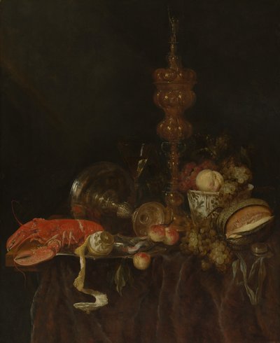 Stilleben med hummer og frukt, sannsynligvis tidlig på 1650-tallet. av Abraham van Beyeren