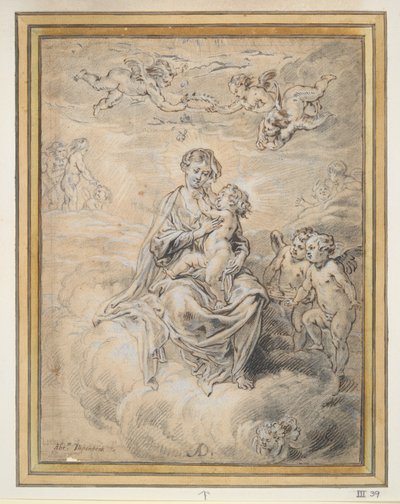 Jomfru og barn i himmelen, med Putti av Abraham van Diepenbeeck