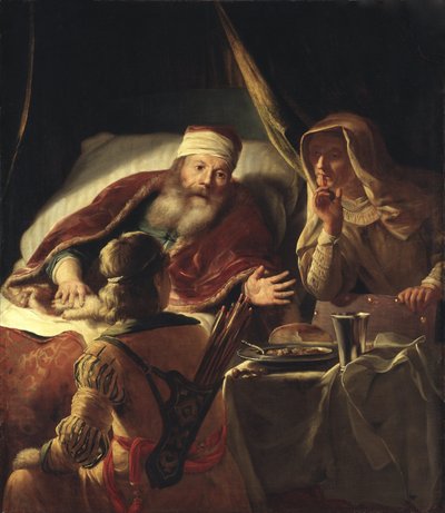 Isaac benit Jacob - Isak velsigner Jakob, av Dijck, Abraham van (1635-1680). Olje på lerret. Mål: 125x108 cm. Nationalmuseum Stockholm av Abraham van Dijck