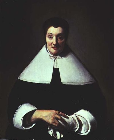 Portrett av en kvinne på femti av Abraham van Dyck