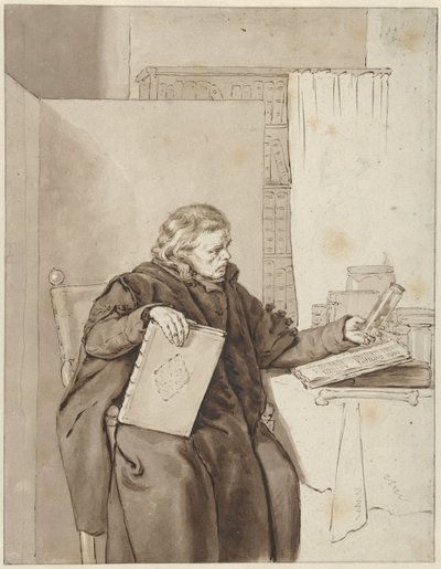 Portrett av en gammel mann i et arbeidsrom av Abraham van Strij (I)