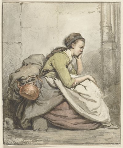 Sittende kvinne med en kobberkjele av Abraham van Strij (I)