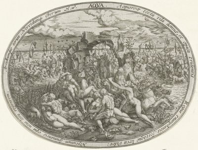 Neptun med Nereider og Tritoner: Vannelementet Aqua (tittel på objekt) The Four Elements (serietittel) av Abraham van den Hecken