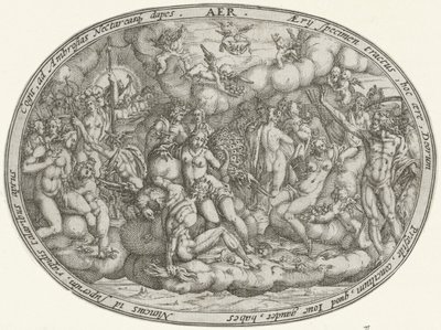 Olympiske guder blant skyene: elementet luft Aer (tittel på objekt) The Four Elements (serietittel) av Abraham van den Hecken