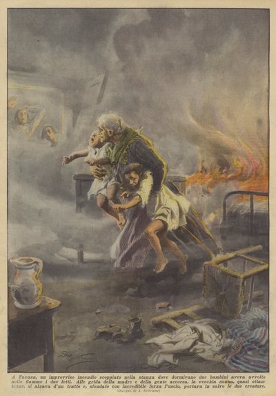 I Faenza, en plutselig brann som brøt ut i rommet der to barn sov hadde pakket inn? av Achille Beltrame